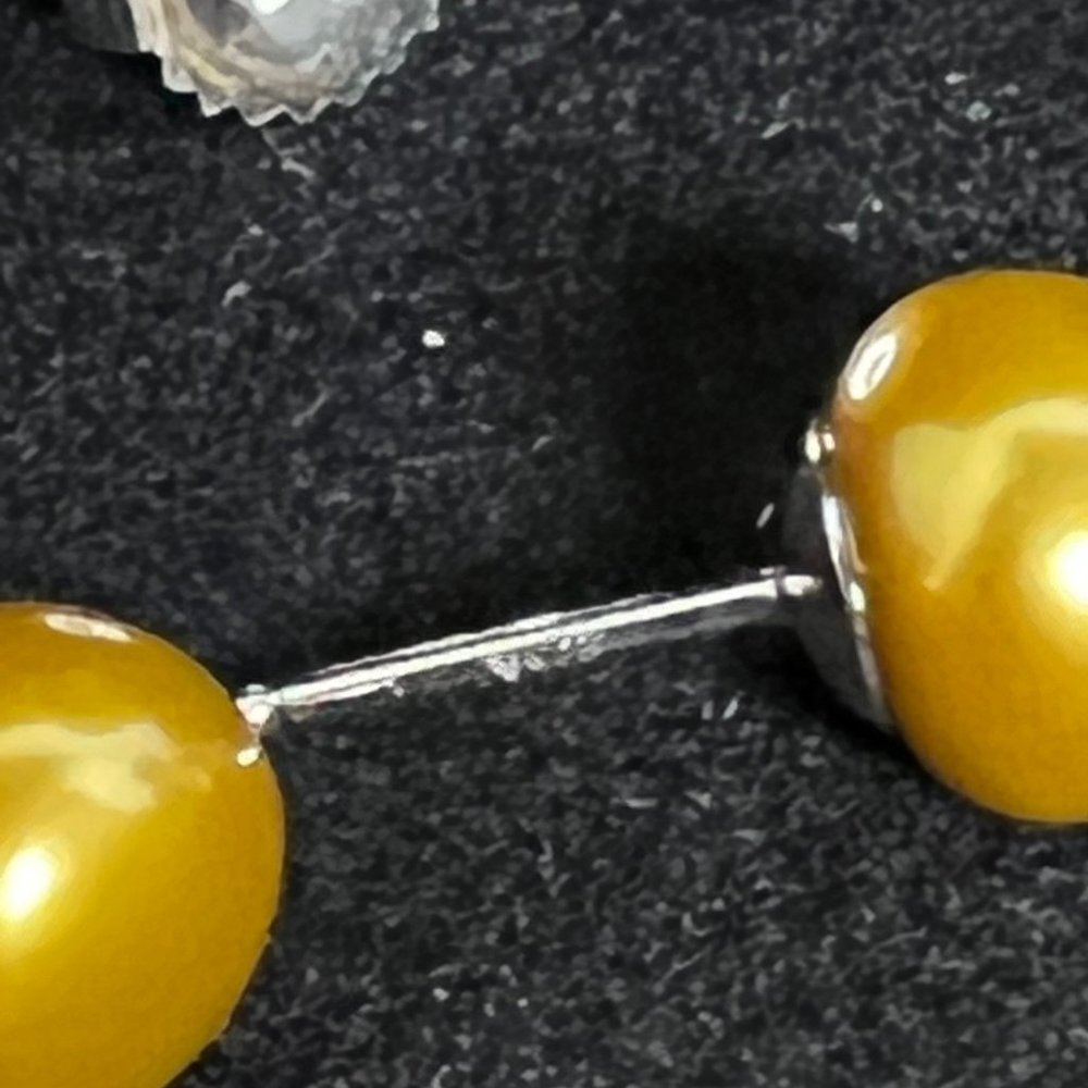 Vintage Honora Gold Cultured Pearl Sterling Silver Pierced Earrings (2756) - Picture 2 of 4